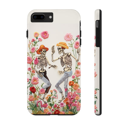 Dancing Halloween Skeletons Embroidery iPhone Case | iPhone X to iPhone 14 Pro Max