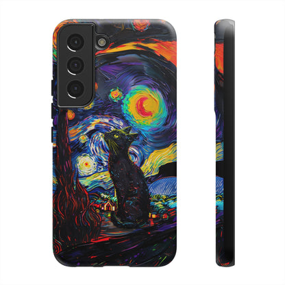 Starry Night Black Cat Van Gogh Painting Art Phone Case