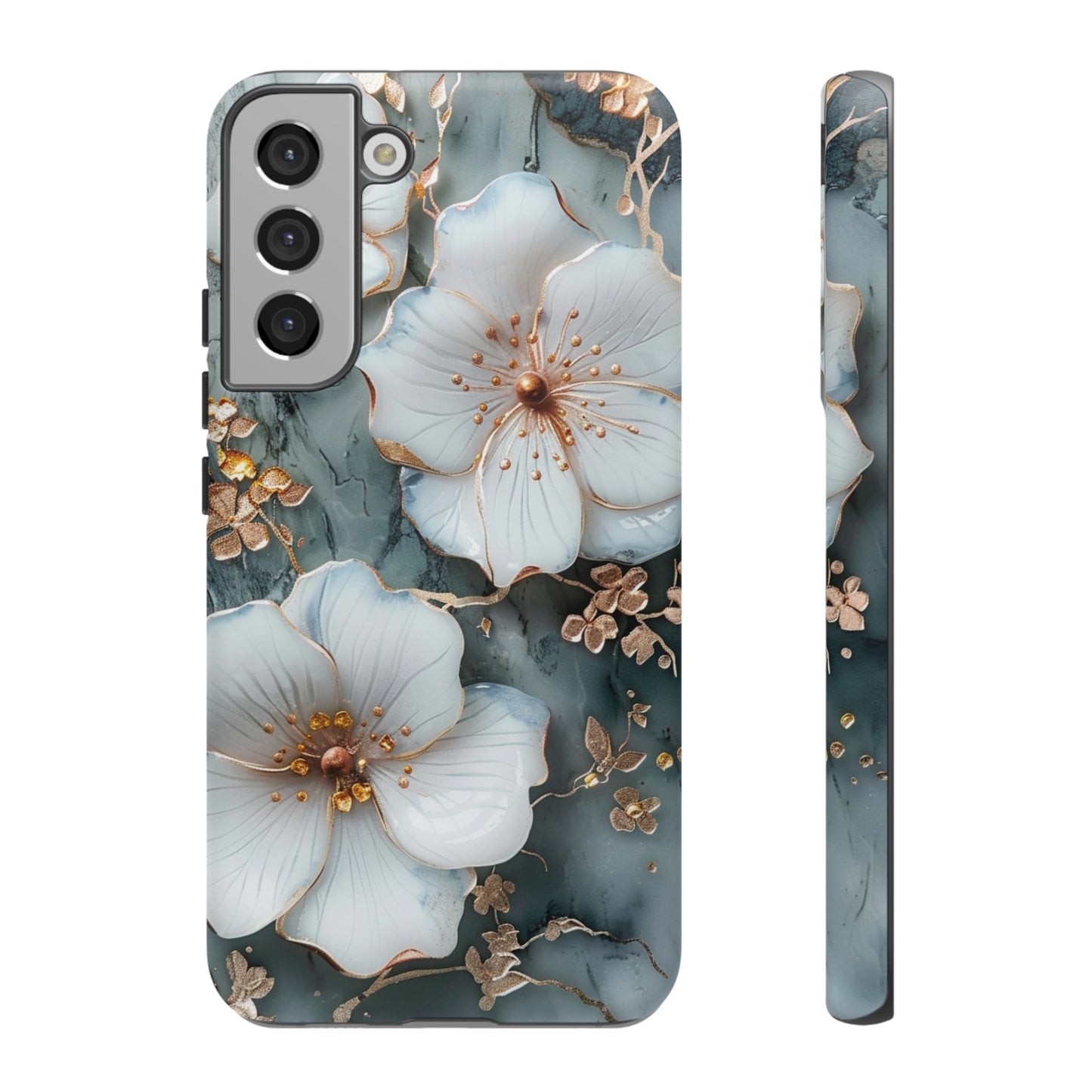 White Flower on Marble Stone  Phone Case