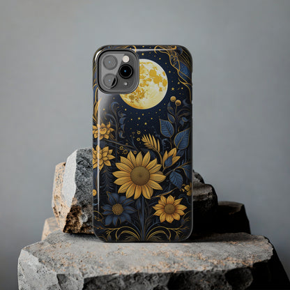 Starry Night Boho Meets Cottagecore: Floral Sun, Moon & Stars iPhone Case