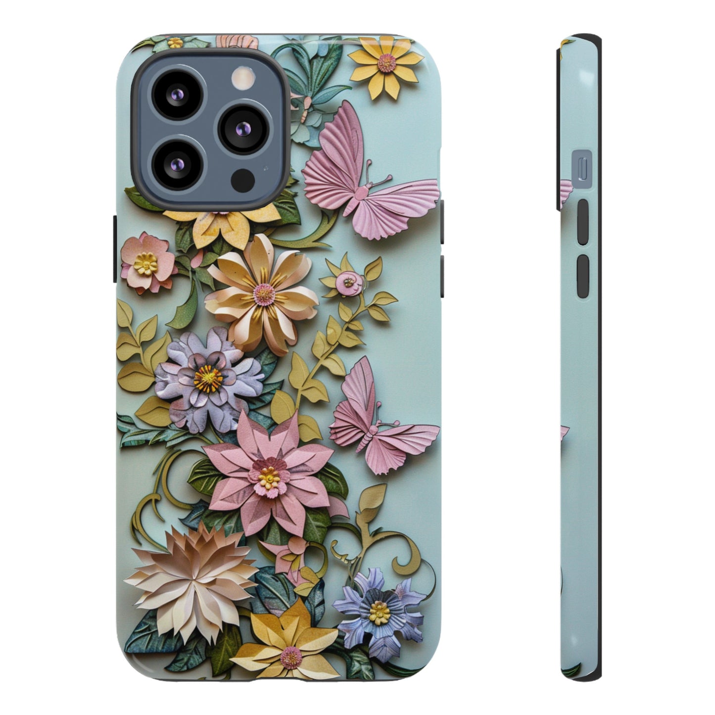 Pastel Pink Butterflies and Flowers iPhone Case