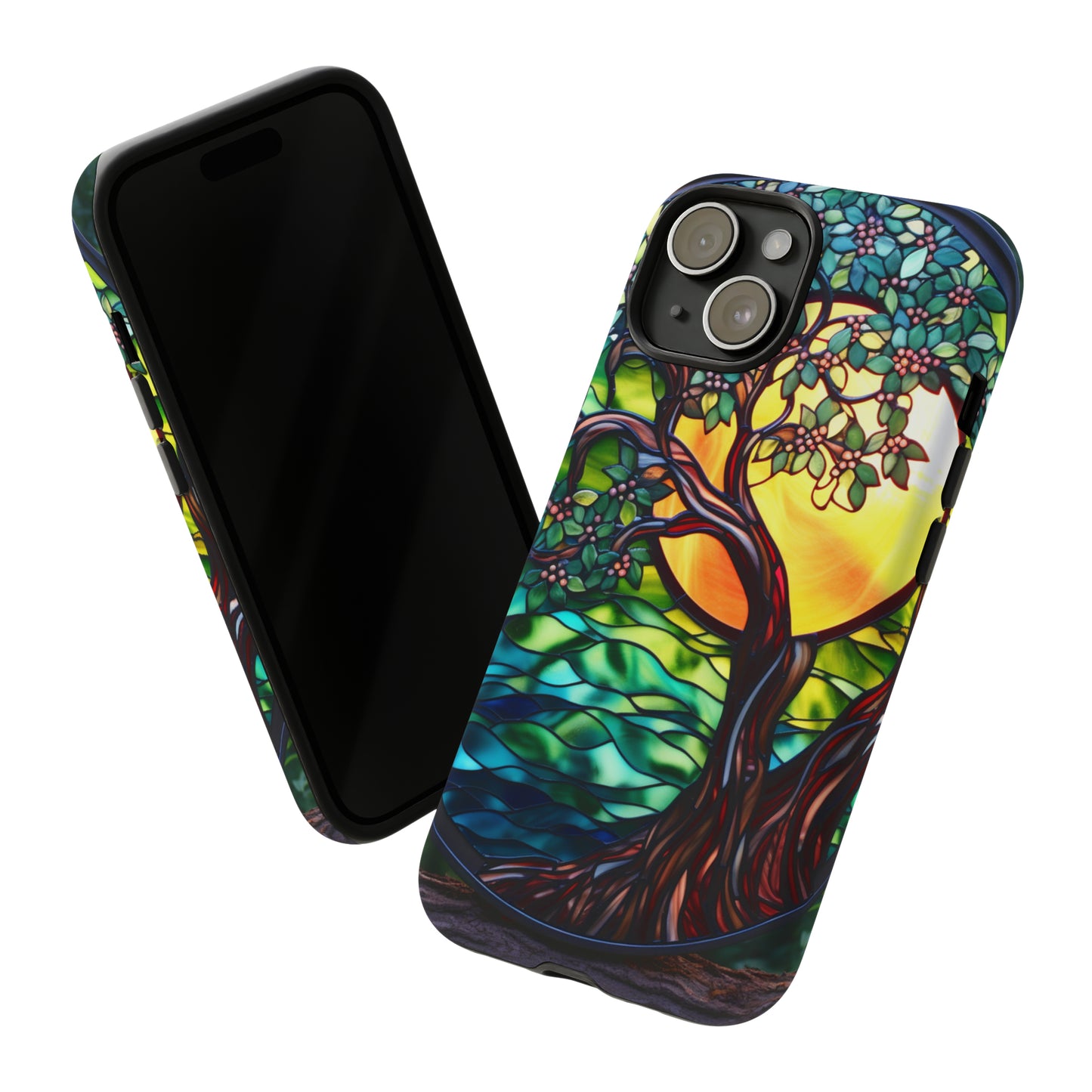 Stained Glass Mosaic Tile Tree of Life Full Moon