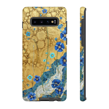 Forget Me Nots Gold Color Splash Floral Design Phone Case