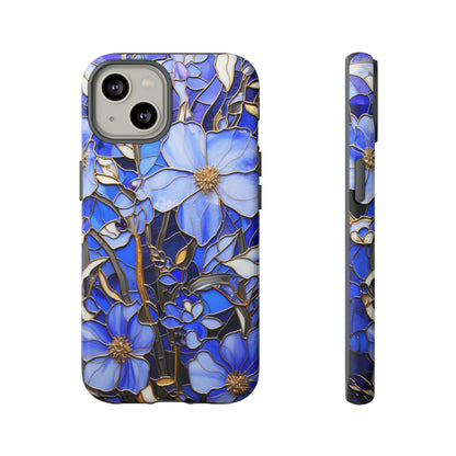 Periwinkle Stained Glass with Gold Inlay Phone Case for iPhone 15, 14, Pro Max, 13, 12 & Samsung Galaxy S23, S22, S21, Google Pixel