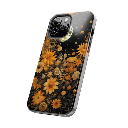 Cottagecore Floral Sun Moon Stars iPhone Case | Embrace Mystical Nature's Beauty