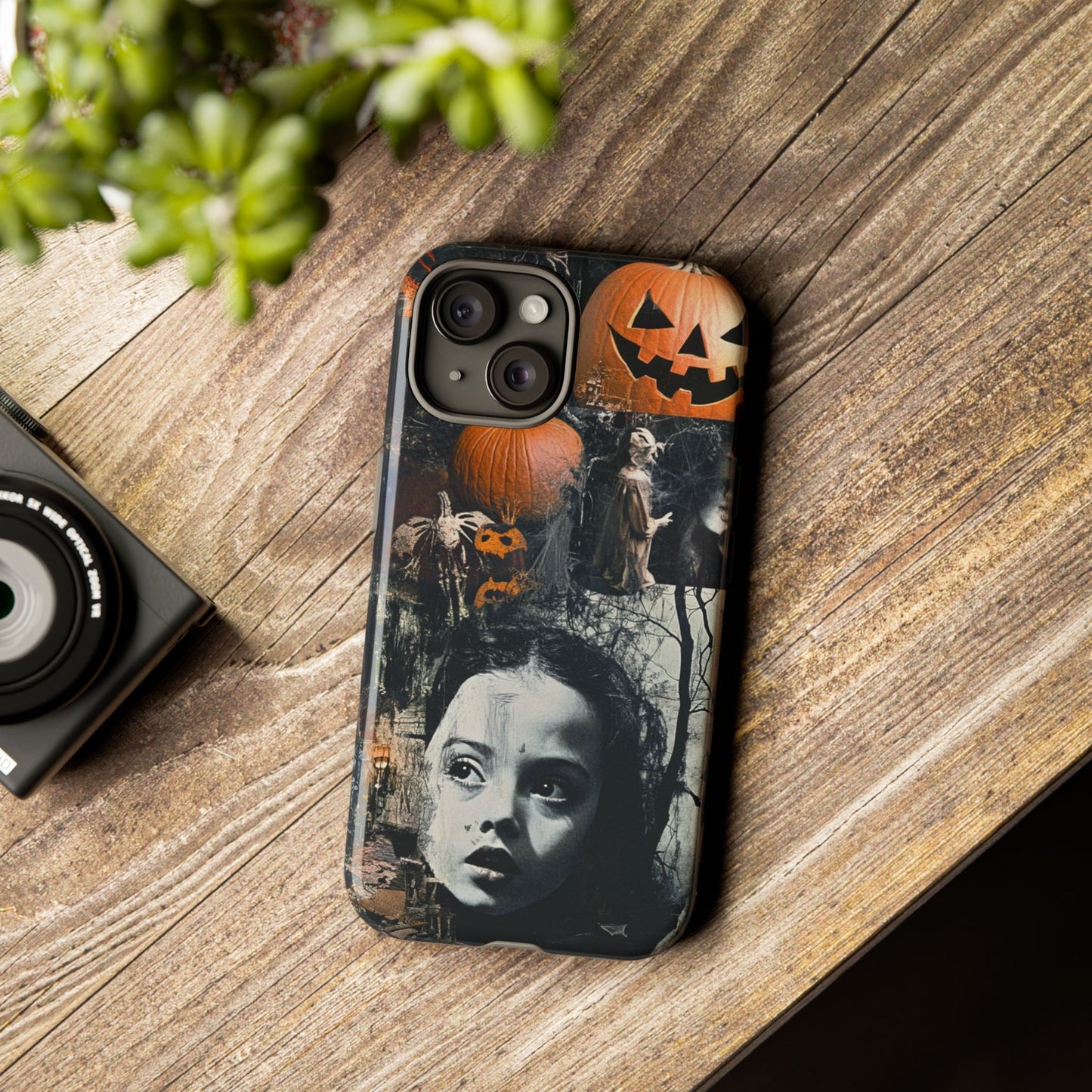 Vintage Halloween Collage Wednesday Goth Style Jackolantern Spooky Phone Cover