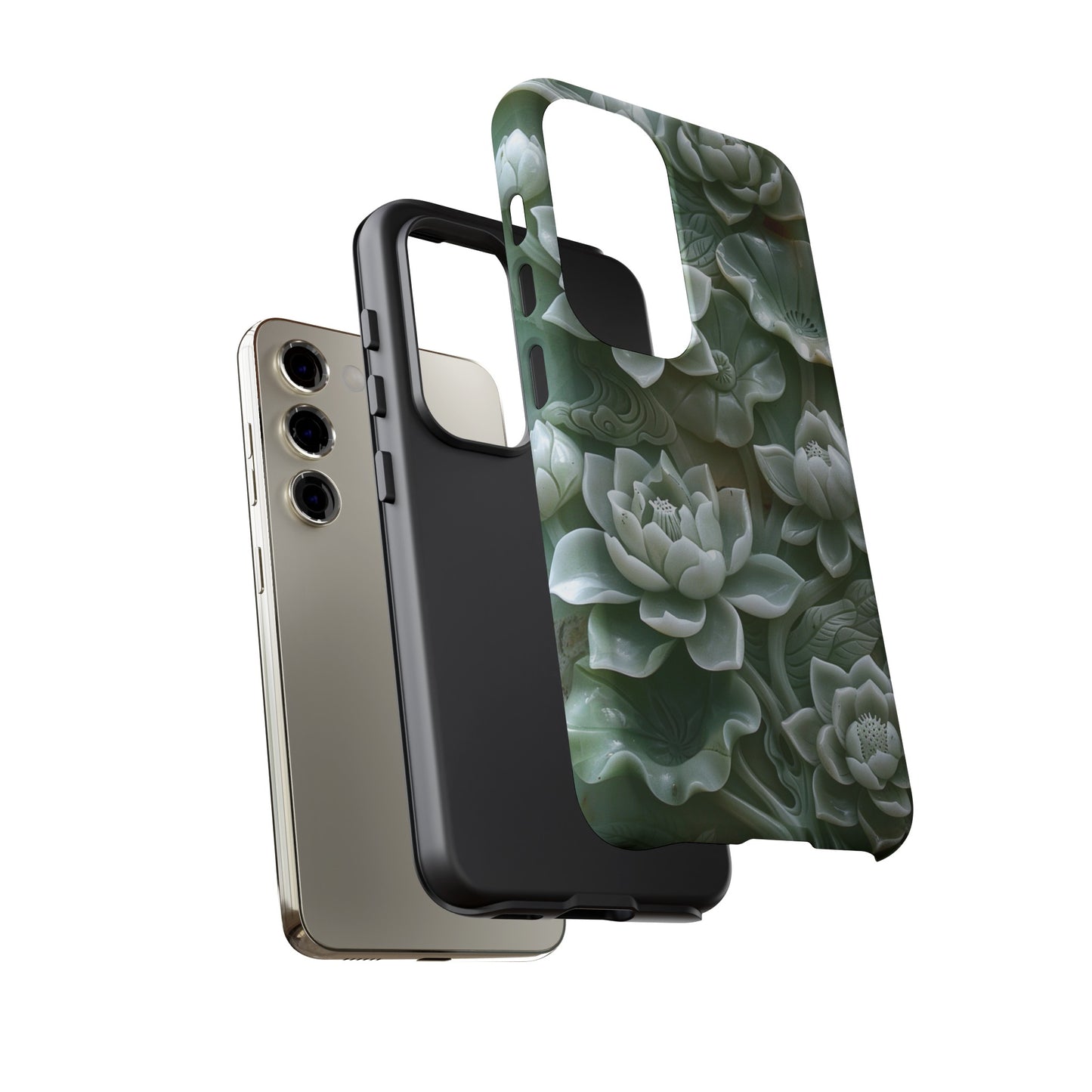 Green Jade Lotus Floral Art Phone Case