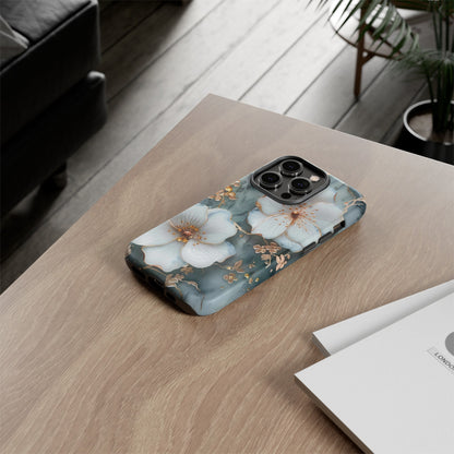 White Flower on Marble Stone  Phone Case