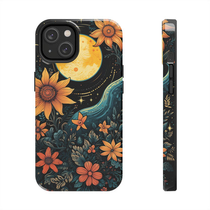 Glossy iPhone case with nature-meets-cosmos aesthetics