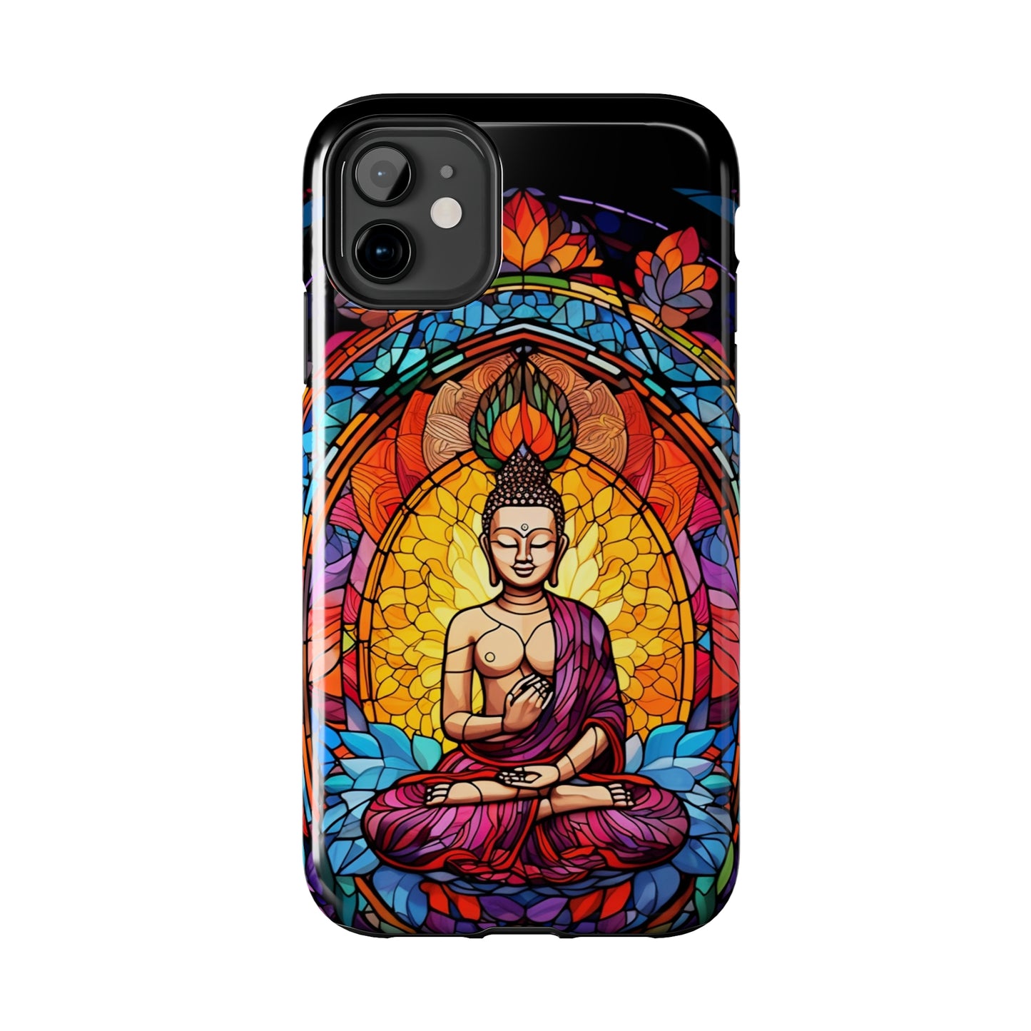 Stained Glass Magic iPhone Case: Psychedelic Tibet Buddha Mandala | iPhone 13 Case Mystical Tibetan Artistry