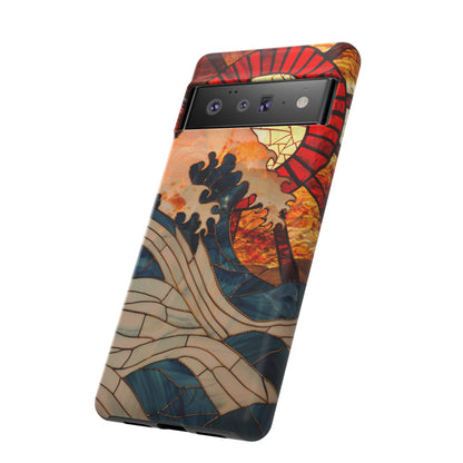 Japanese Rising Sun Phone Case Stained Glass Ocean Wave