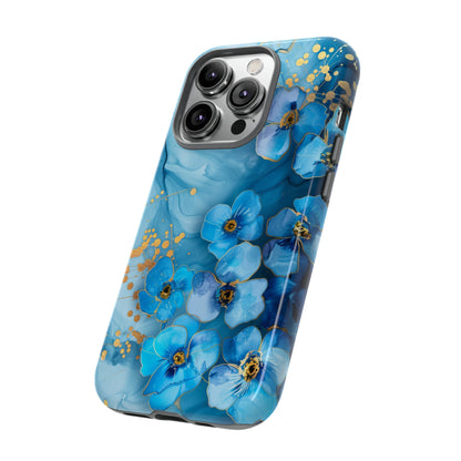 Forget Me Nots Gold Color Splash Floral Design Phone Case