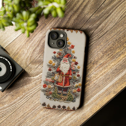 Vintage Embroidery Christmas Santa Phone Case