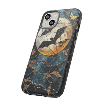 Halloween Phone Case Bats Stained Glass Style Spooky Moon Phone Cover