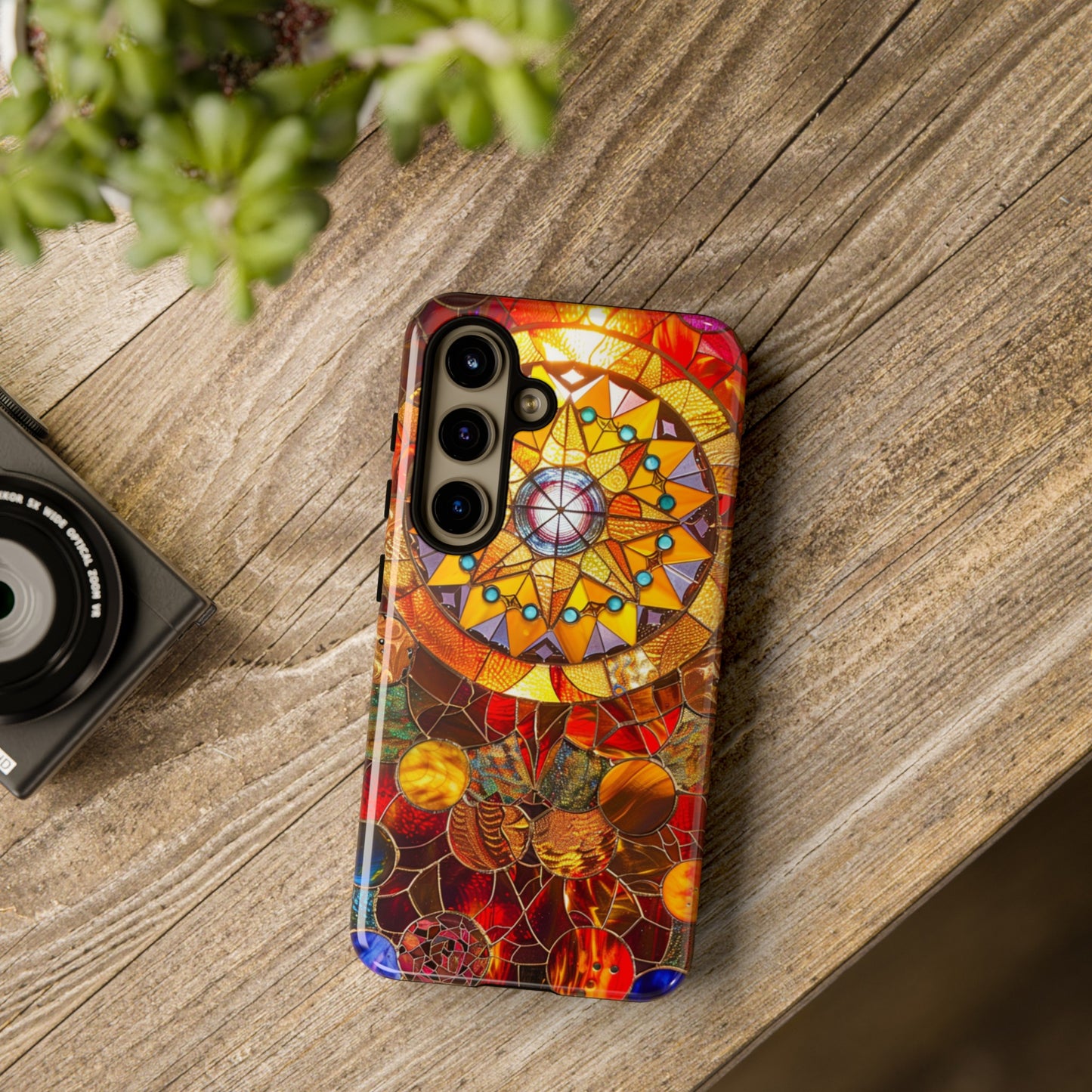 Cosmic Stained Glass Mandala Phone Case