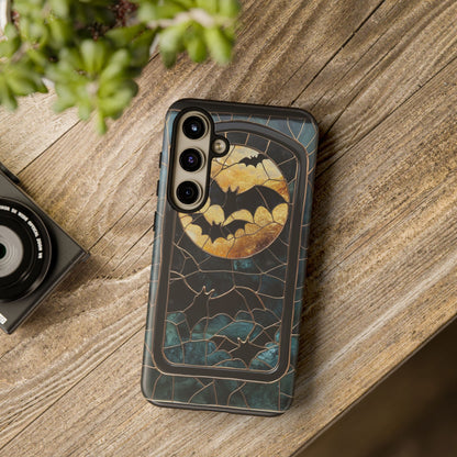 Halloween Phone Case Bats Stained Glass Style Spooky Moon Phone Cover