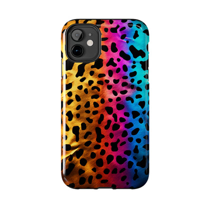 Kaleidoscopic Wild: Psychedelic Rainbow Leopard Print | Dazzling iPhone Case