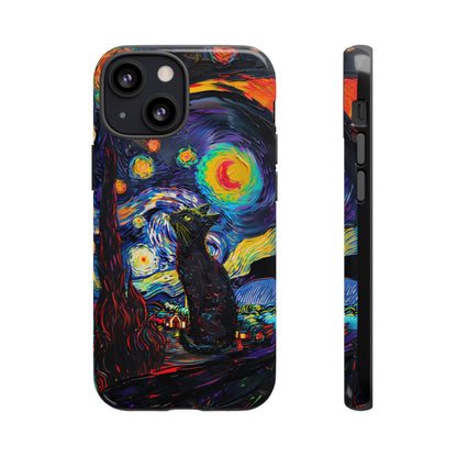 Starry Night Black Cat Van Gogh Painting Art Phone Case