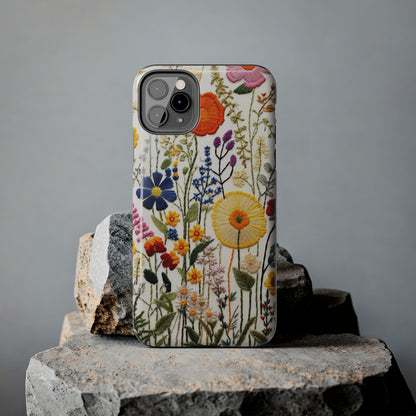 Wildflowers Floral Embroidery iPhone Case