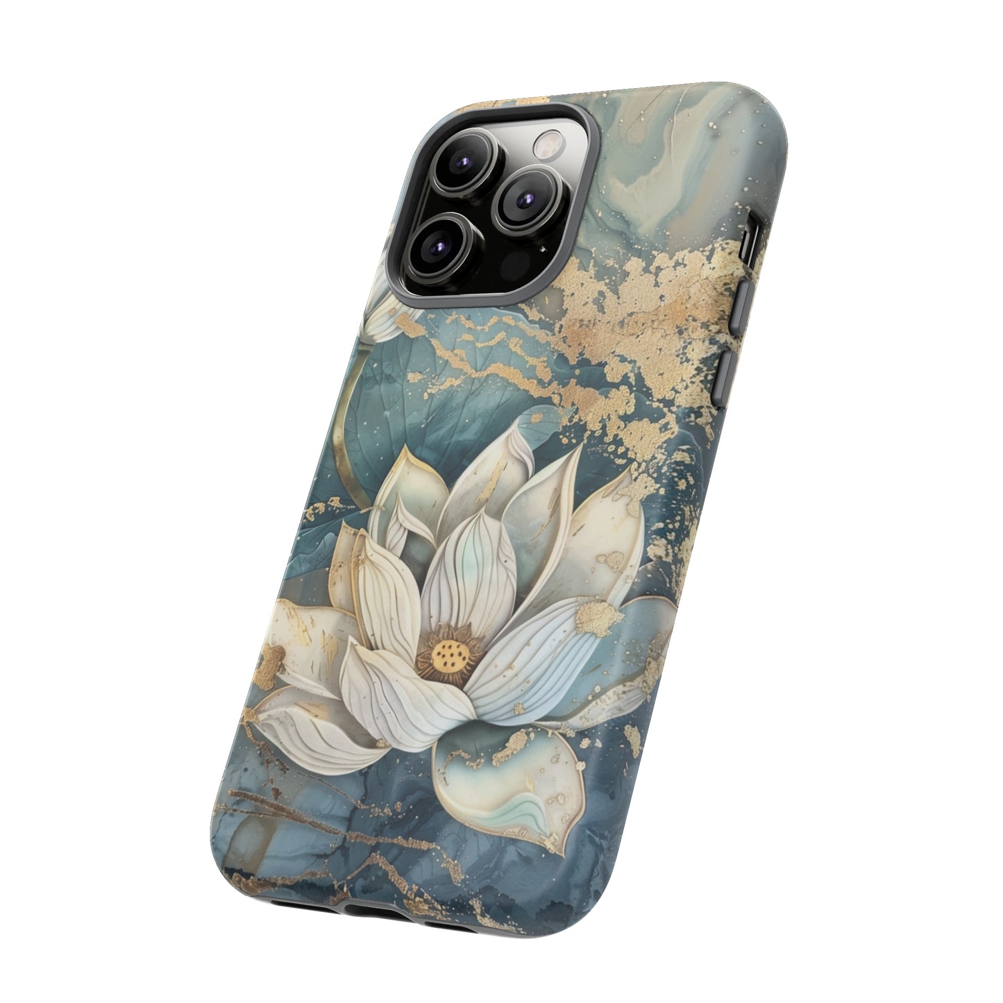 Zen Stained Glass Marble Lotus Floral Design Phone Case