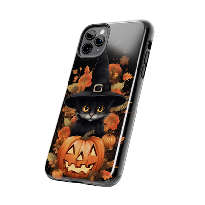 Trick or Treat Delight: Adorable Witch Cat Halloween Celebration | Whimsical iPhone Case