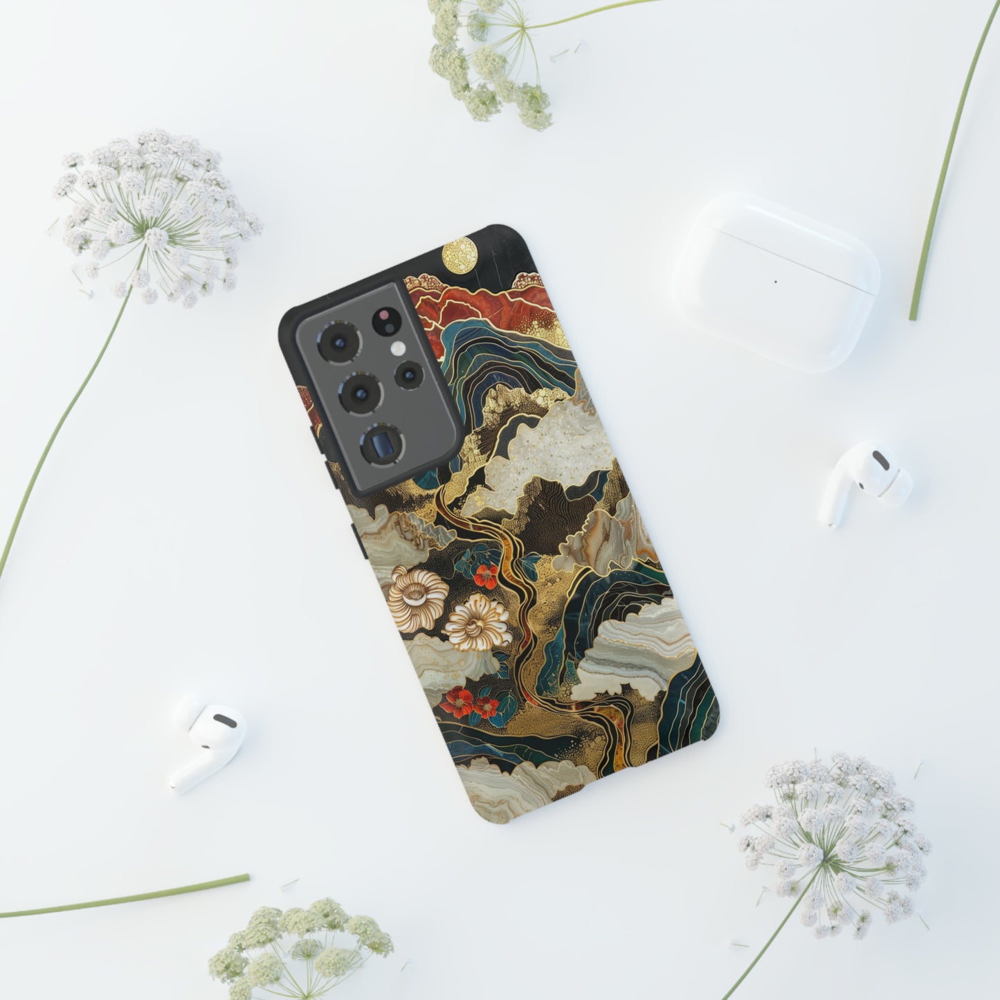 Chiyogami Stained Glass Floral Mountain Phone Case