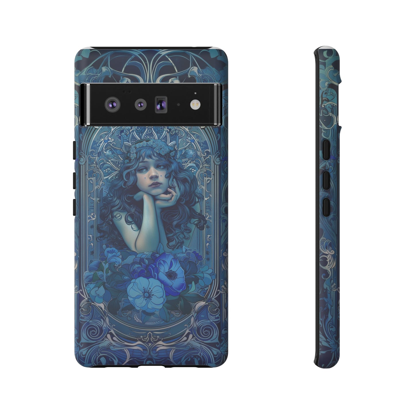 Blue Floral Art Nouveau Style Phone Case