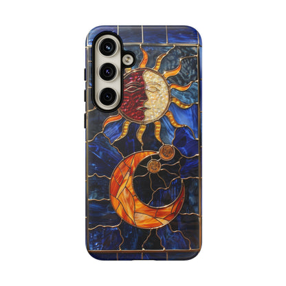 Celestial Stained Glass Moon and Stars iPhone 15 Case