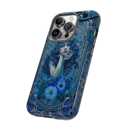 Blue Floral Art Nouveau Style Phone Case