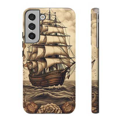 Vintage Tattoo Style Pirate Ship Phone Case