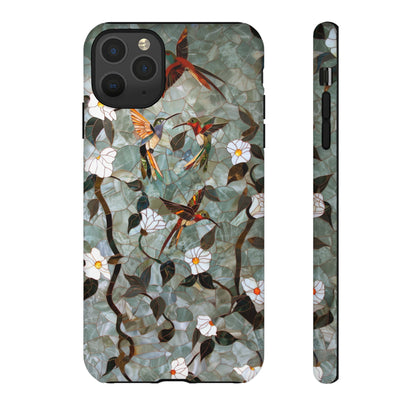 Stained Glass Hummingbirds and Flowers iPhone Case