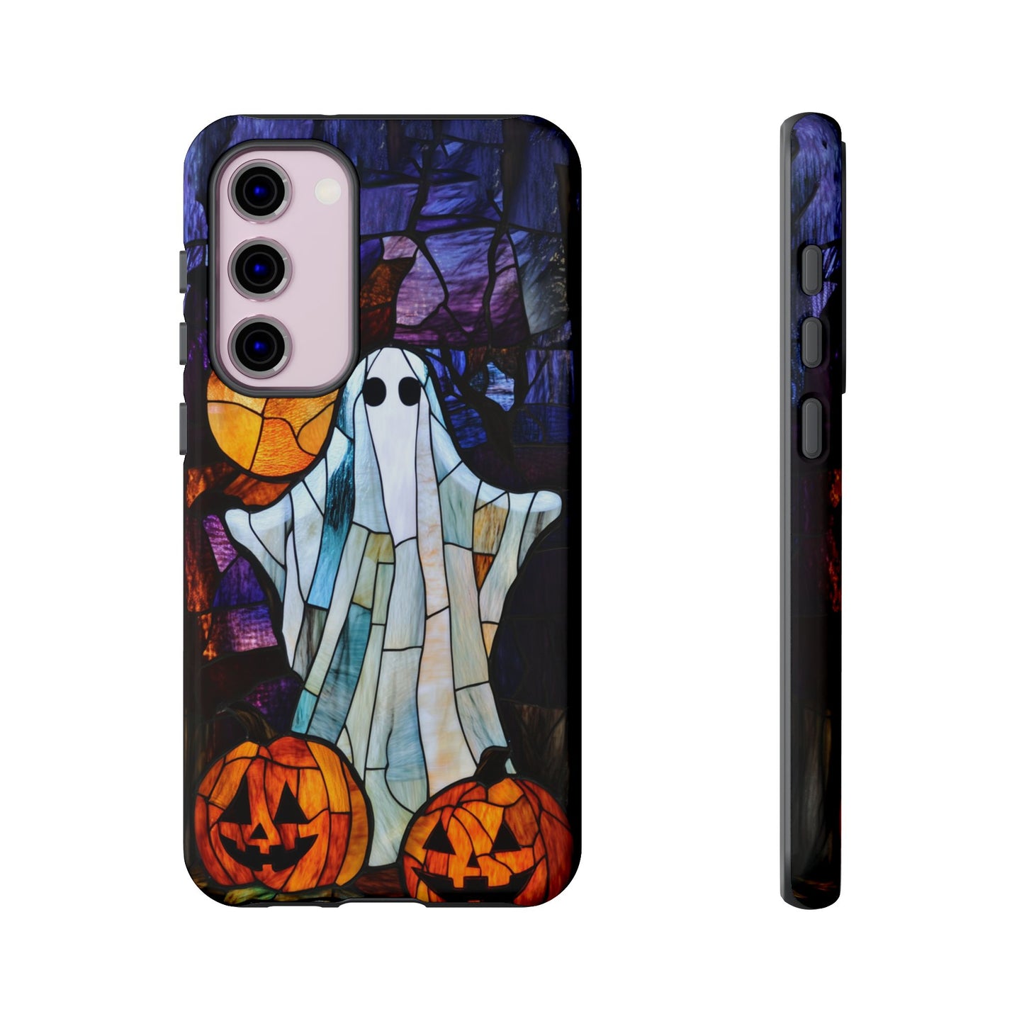 Stained Glass Halloween Ghost and Jack-o'-Lanterns Phone Cover