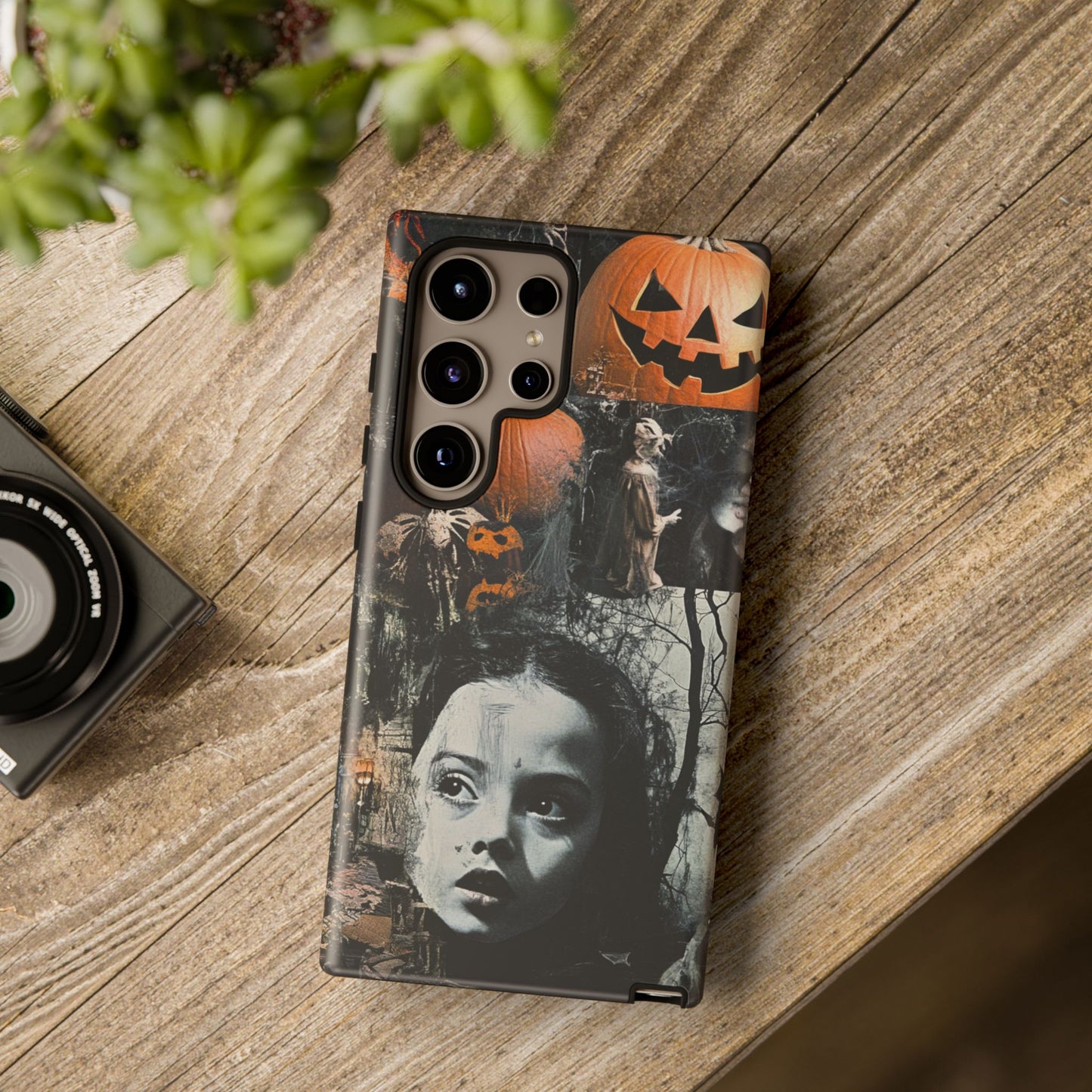 Vintage Halloween Collage Wednesday Goth Style Jackolantern Spooky Phone Cover