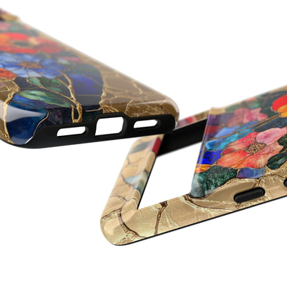 Stained Glass Style Floral Aesthetic Gold Inlay Japanese Art Phone Case