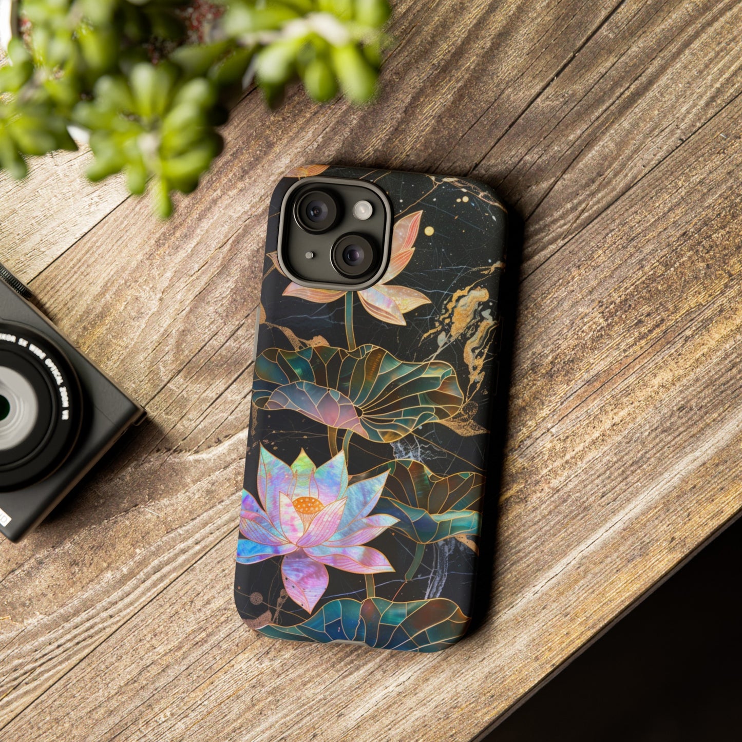 Zen Stained Glass Lotus Floral Design Phone Case