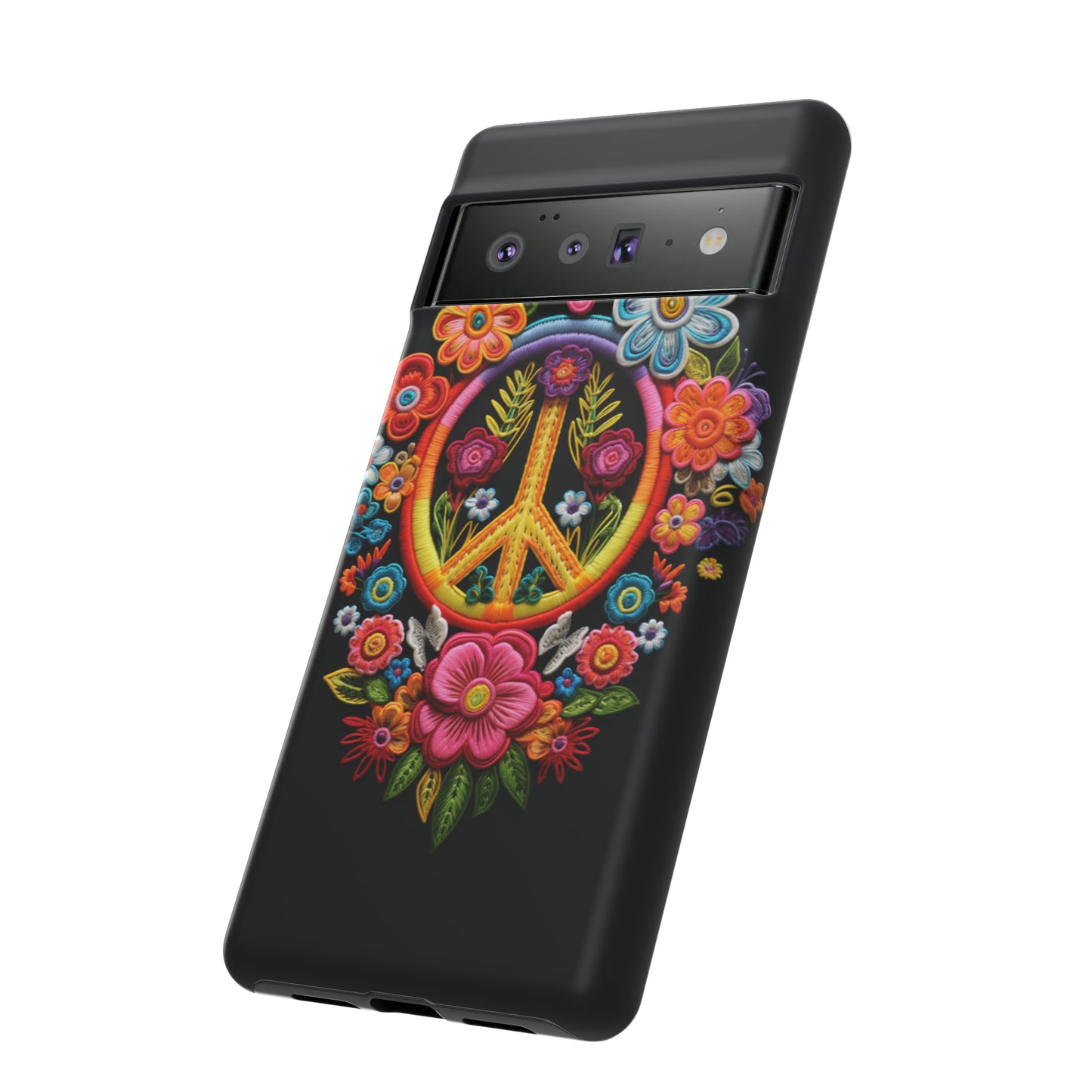 Peace Sign Embroidery Floral Hippie Style Phone Case