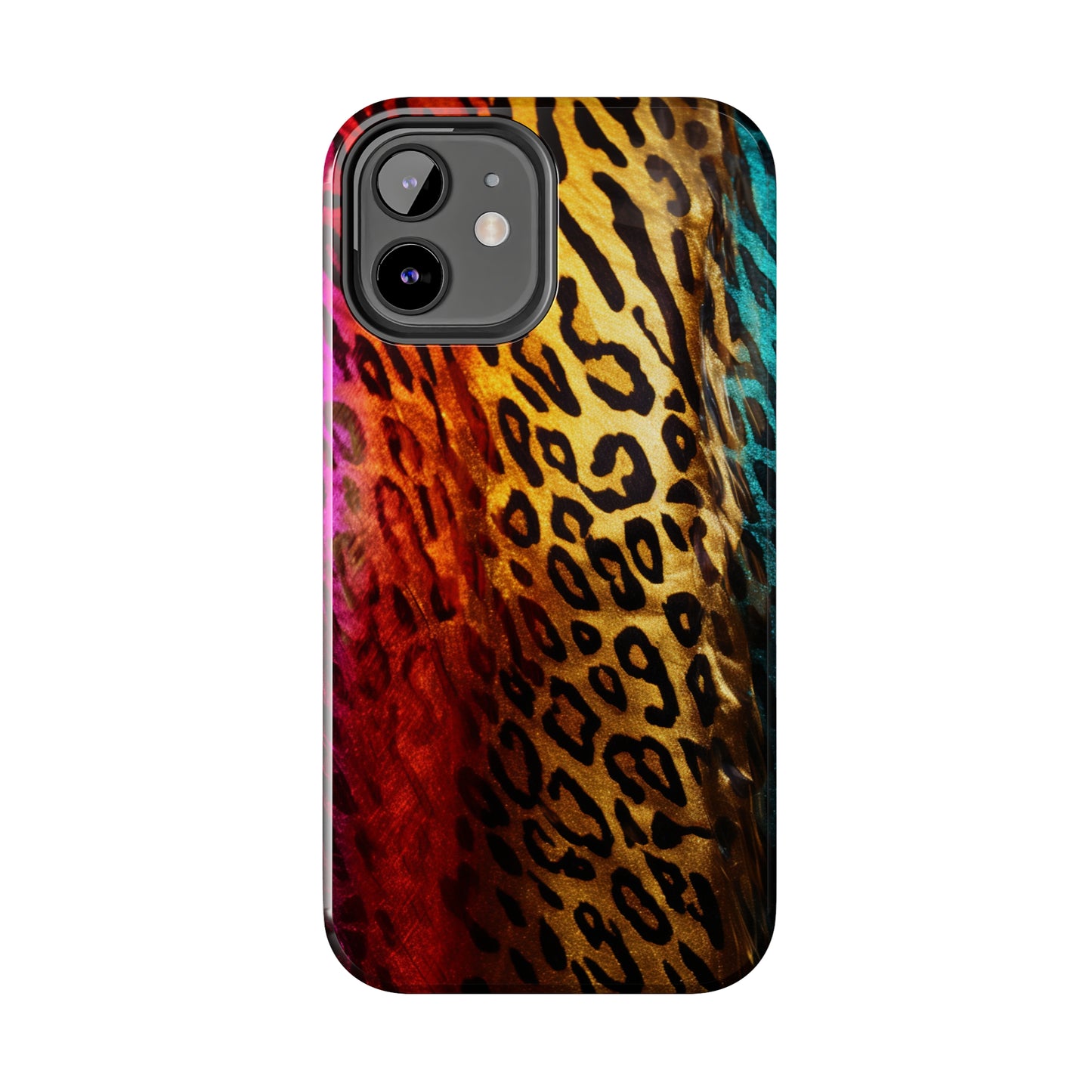 Kaleidoscopic Wild: Psychedelic Rainbow Leopard Print | Dazzling iPhone Case