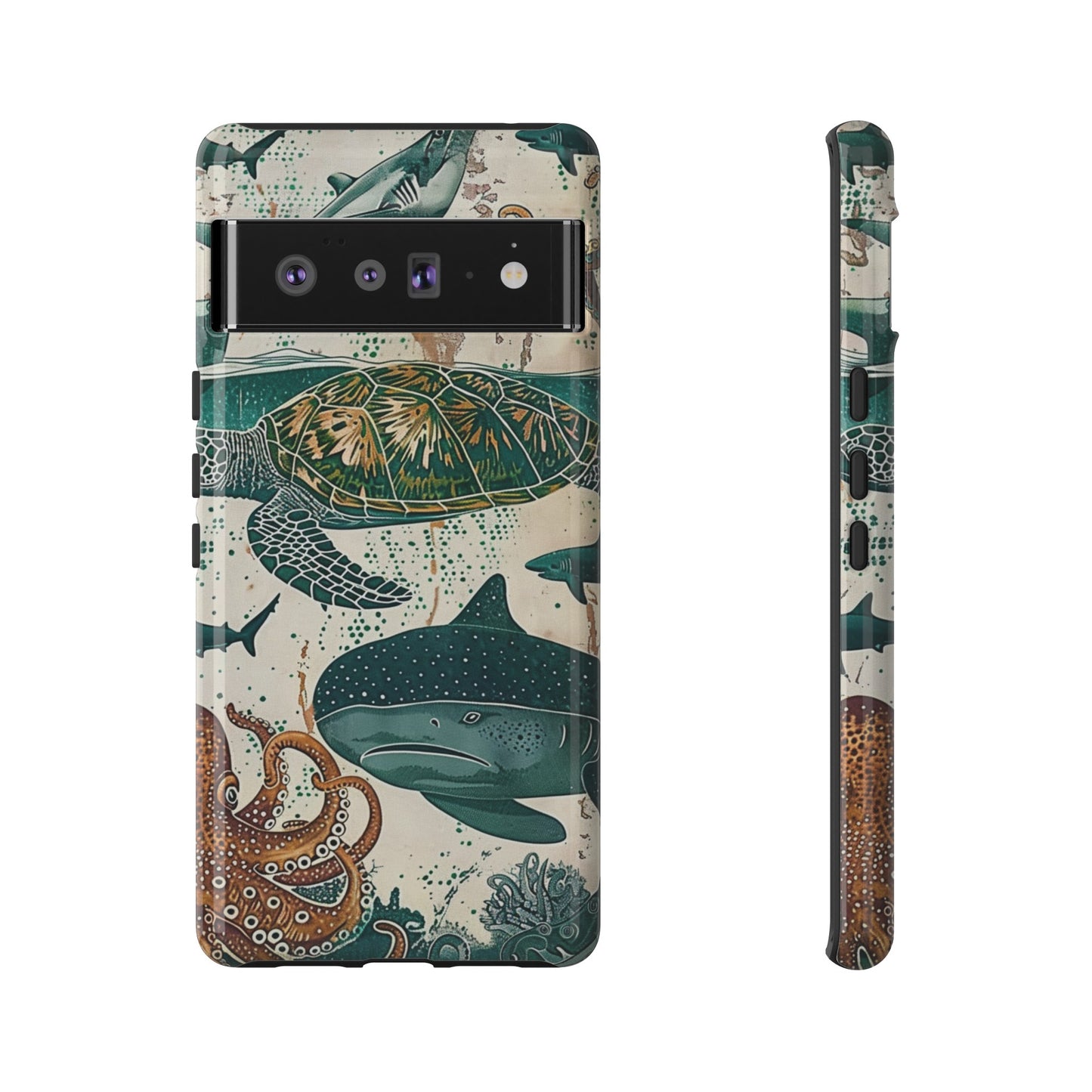 Undersea World Shark, Turtle, Manta Ray Phone Case