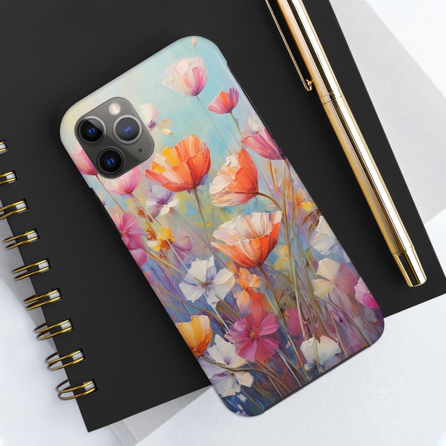 Poppy Flower Oil Painting Tough iPhone Case | Retro Groovy Phone Cover