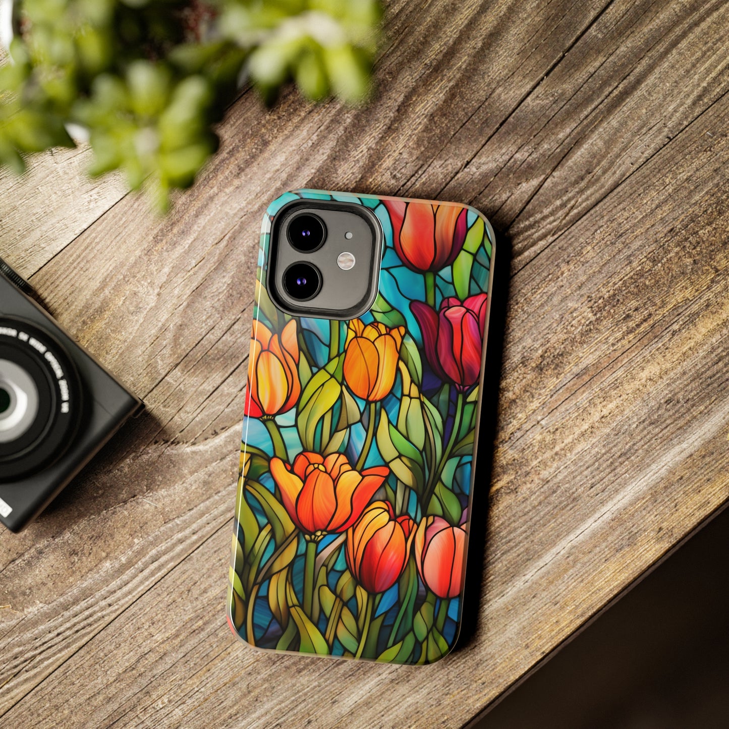 Stained Glass Tulip Floral Aesthetic iPhone Case | Embrace the Beauty of Nature in Full Bloom