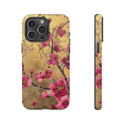 Pink Forget Me Nots Gold Floral Phone Case