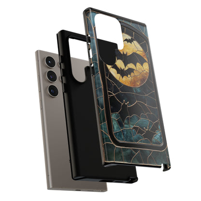 Halloween Phone Case Bats Stained Glass Style Spooky Moon Phone Cover