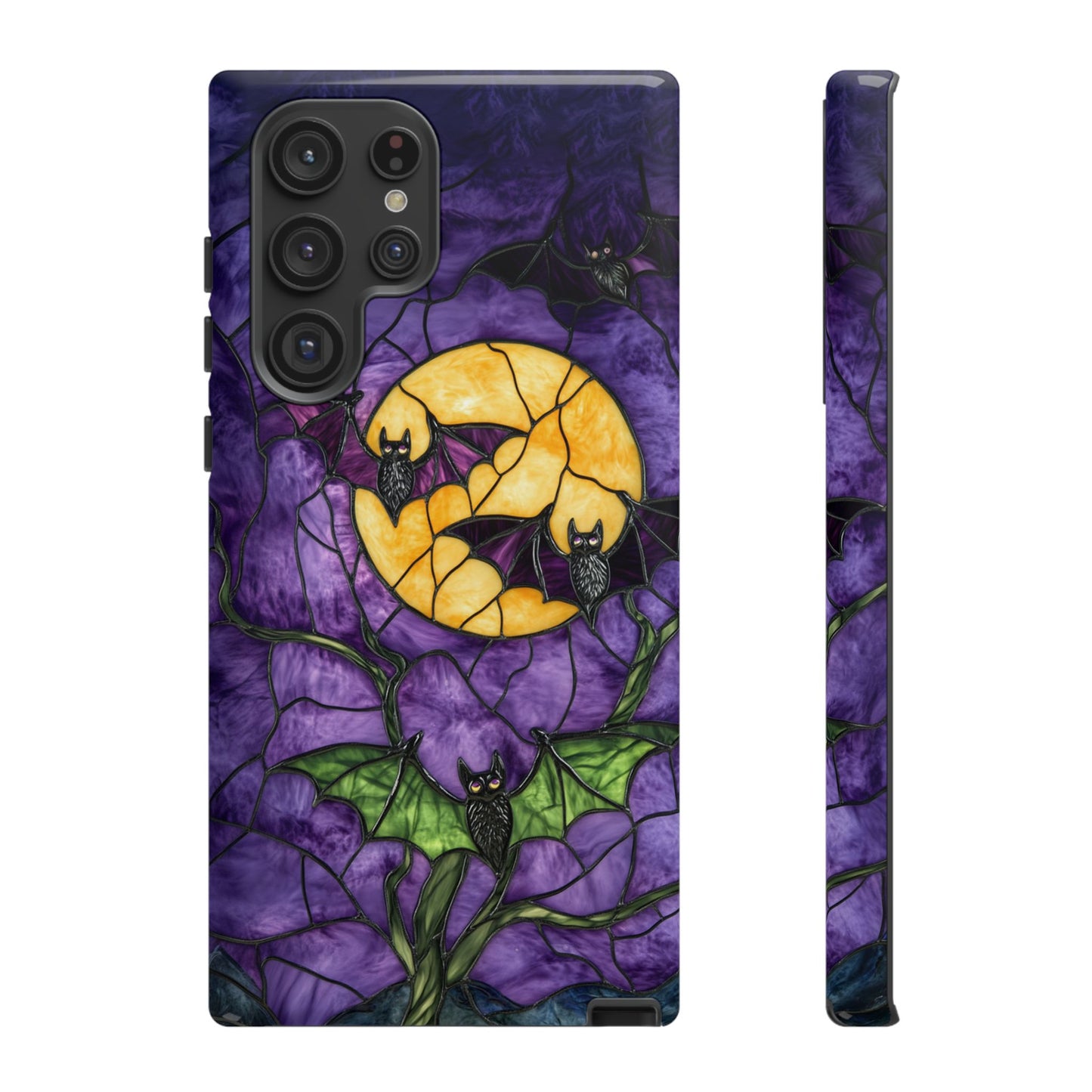 Full Moon Stained Glass Style Halloween Bats Phone Case