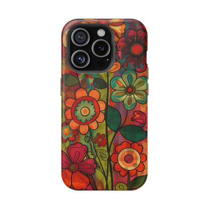 Retro Watercolor Abstract Floral Summer Style MagSafe Phone Case, iPhone 15 Case