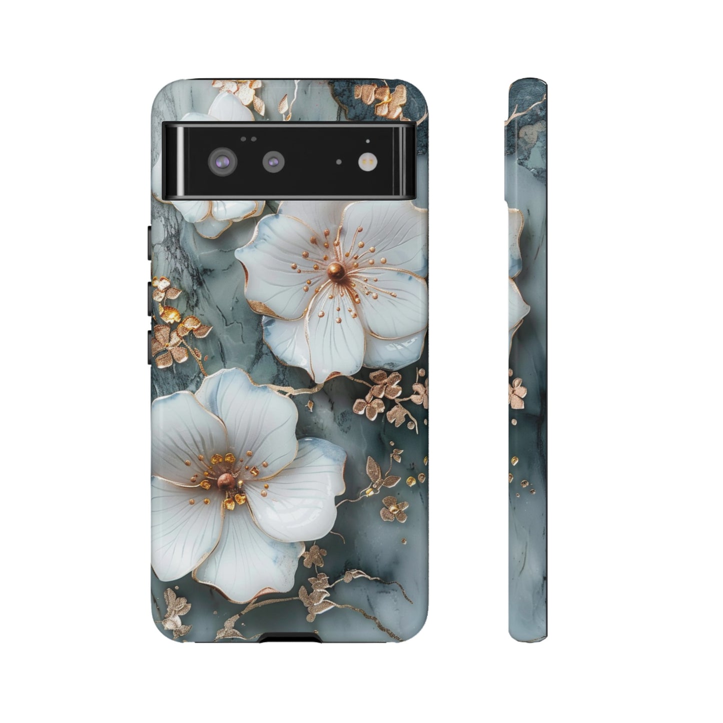 White Flower on Marble Stone  Phone Case