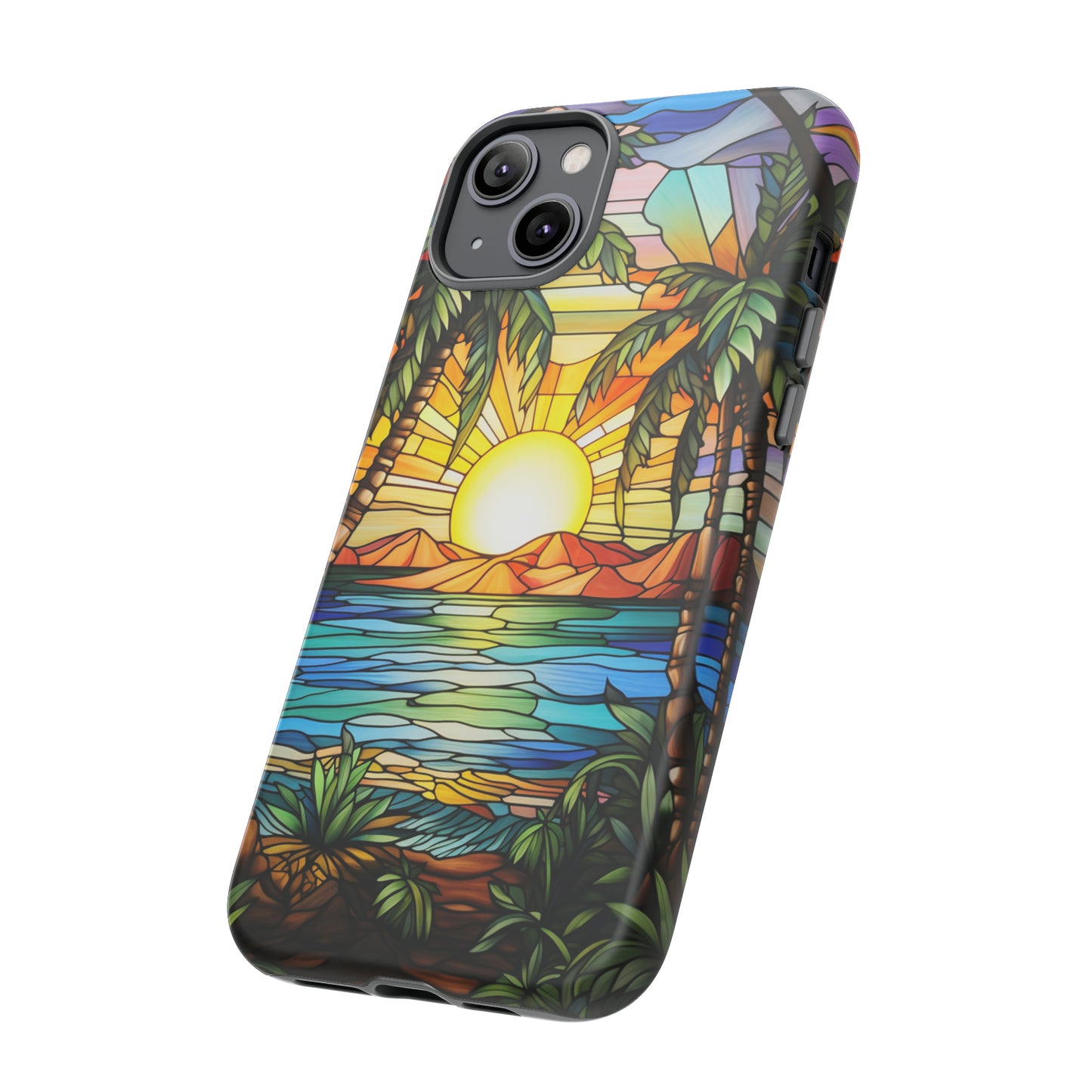 Tropical Stained Glass Sunset Beach