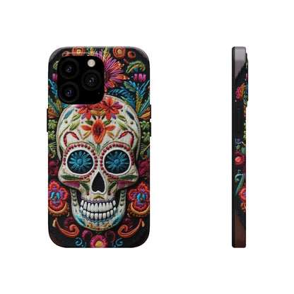 Embroidery Style Skulls Goth Dark Academia Tough Case iPhone Case