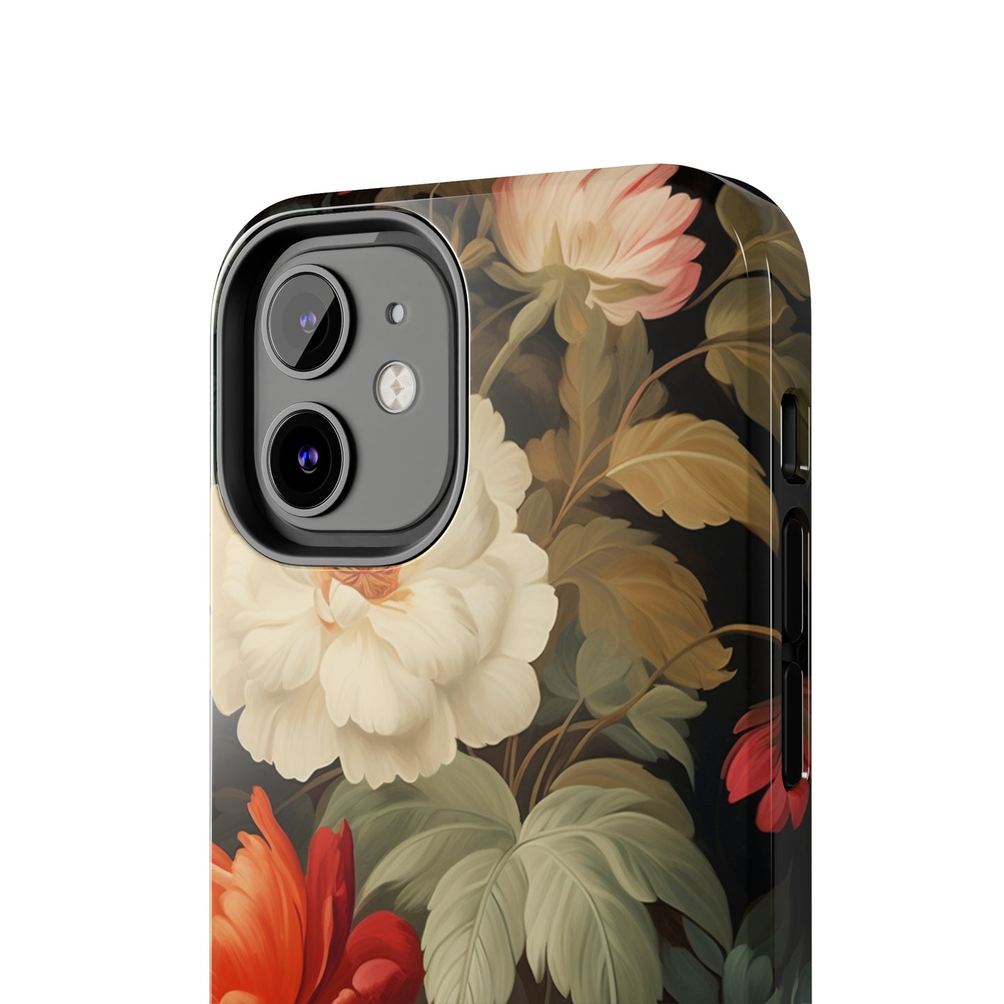 Vintage Floral Aesthetic Phone Tough Case | Antique Elegance for iPhone 11, 12, 13, 14