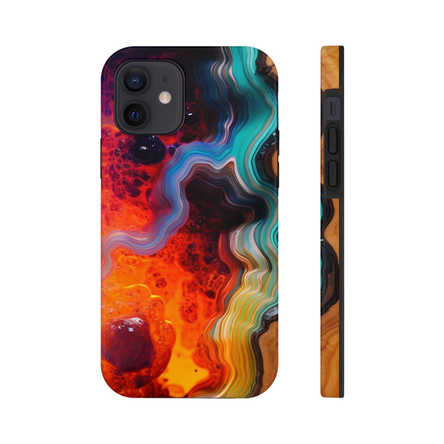 Faux Wood and Colorful Epoxy iPhone Case | Embrace the Beauty of Nature and Vibrant Artistry