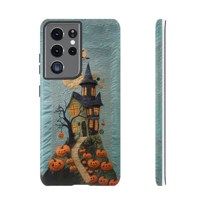 Halloween Haunted House Vintage Embroidery Style Phone Cover